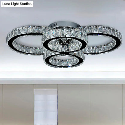 DecorBites™ DecorBites™ Modern Crystal LED Bedroom Flush Mount Light in Chrome with Warm/White Lighting