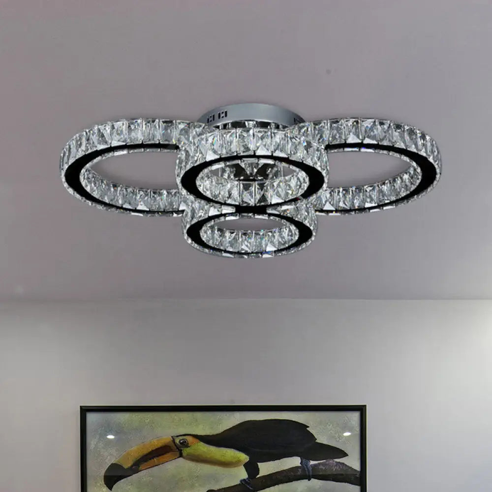 DecorBites™ DecorBites™ Modern Crystal LED Bedroom Flush Mount Light in Chrome with Warm/White Lighting