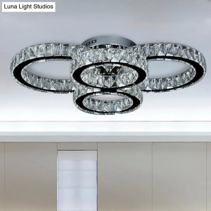 DecorBites™ DecorBites™ Modern Crystal LED Bedroom Flush Mount Light in Chrome with Warm/White Lighting