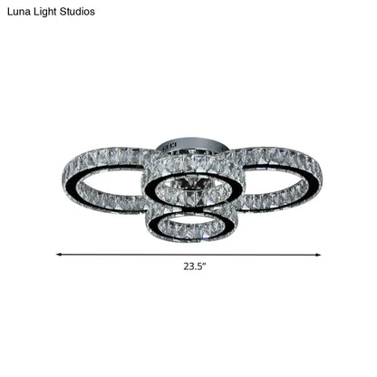 DecorBites™ DecorBites™ Modern Crystal LED Bedroom Flush Mount Light in Chrome with Warm/White Lighting