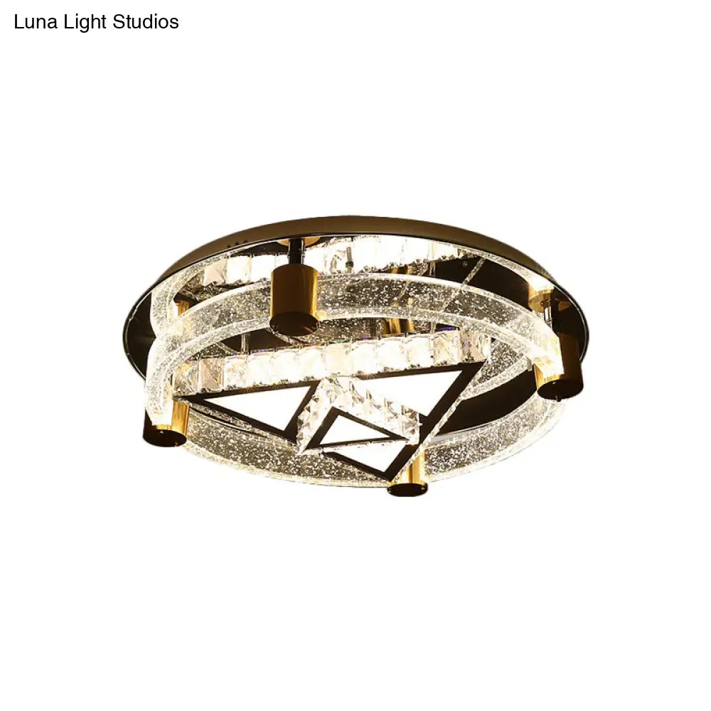 DecorBites™ DecorBites™ Modern Crystal LED Black Flush Mount Ceiling Light - Contemporary Triangle Shape