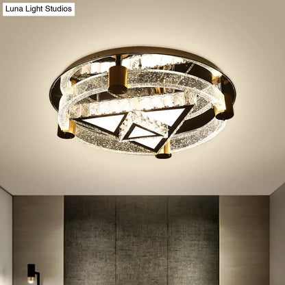 DecorBites™ DecorBites™ Modern Crystal LED Black Flush Mount Ceiling Light - Contemporary Triangle Shape