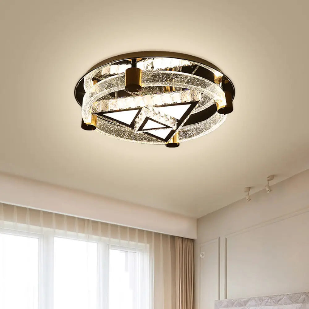 DecorBites™ DecorBites™ Modern Crystal LED Black Flush Mount Ceiling Light - Contemporary Triangle Shape