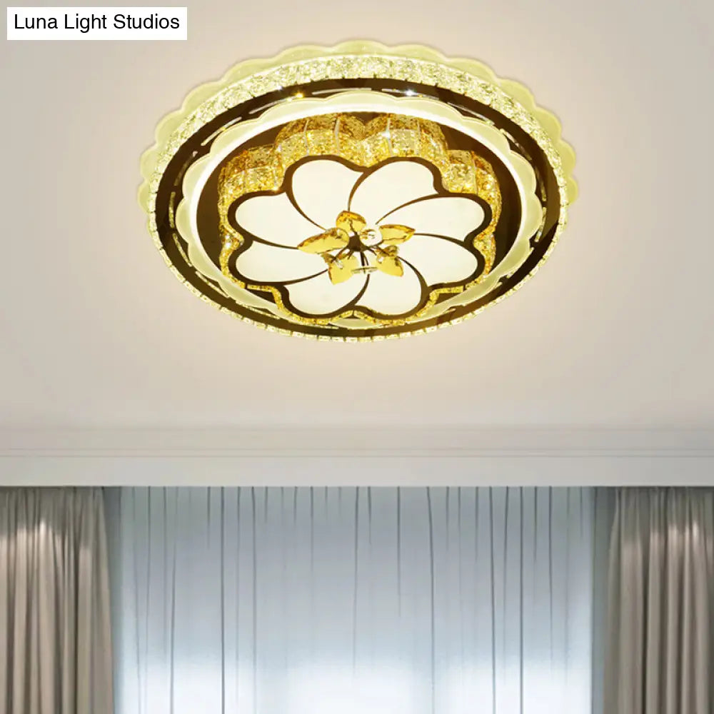 DecorBites™ DecorBites™ Modern Crystal LED Ceiling Flush Lamp – Stainless Steel