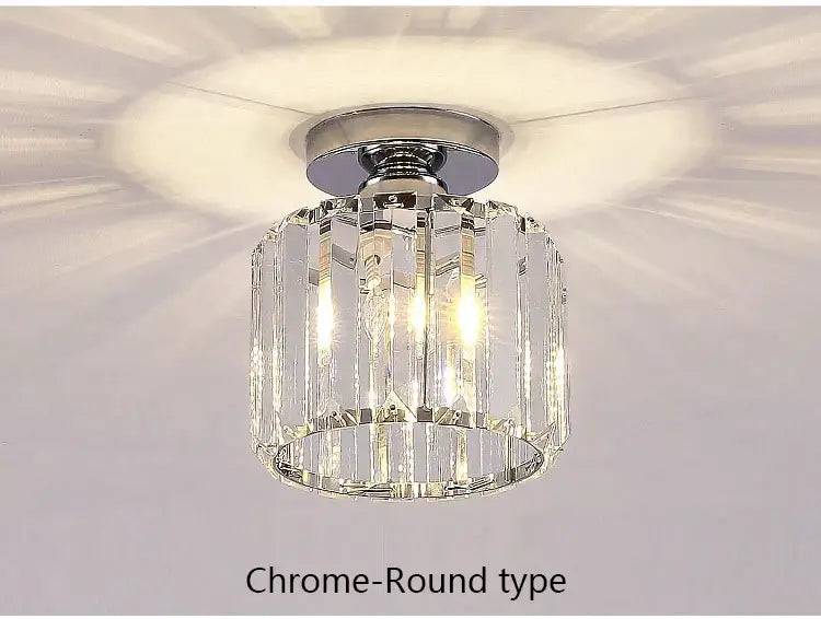 Chrome-finished ceiling light with cylindrical crystal cage design for modern decorbites crystal led kitchen fixture