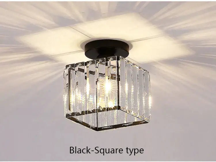 Modern crystal led ceiling light black cube fixture with clear crystal and black metal base ideal for kitchen decorbites ceiling light