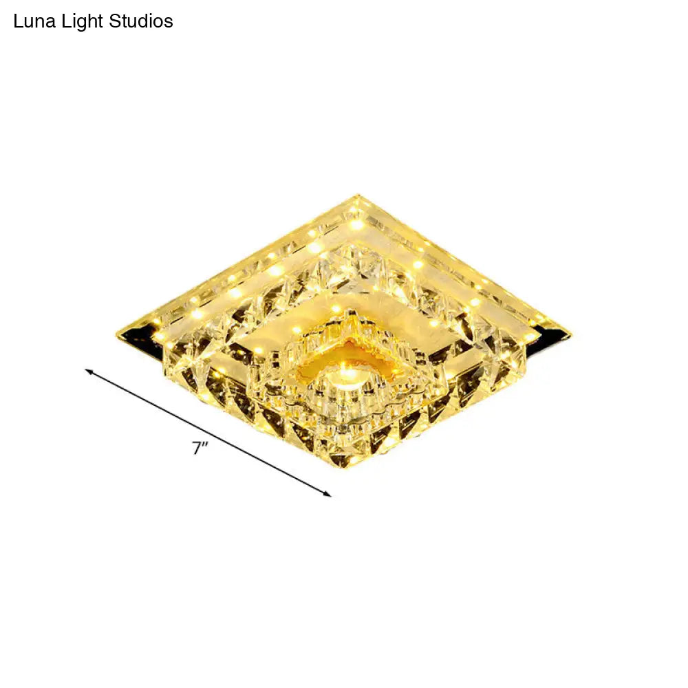 DecorBites™ DecorBites™ Modern Crystal LED Ceiling Light for Bedroom with Tiered Square Design - Warm/White Light