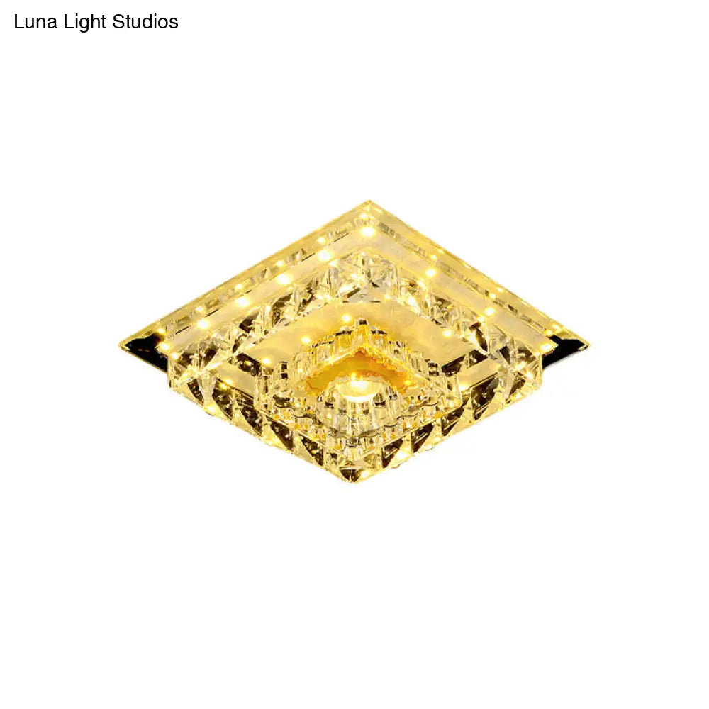 DecorBites™ DecorBites™ Modern Crystal LED Ceiling Light for Bedroom with Tiered Square Design - Warm/White Light