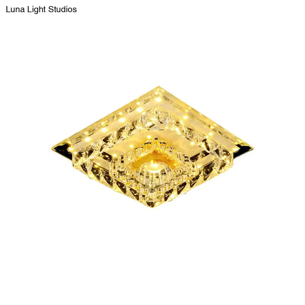 DecorBites™ DecorBites™ Modern Crystal LED Ceiling Light for Bedroom with Tiered Square Design - Warm/White Light
