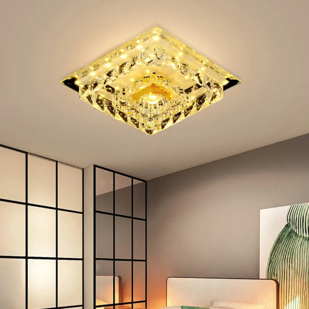 DecorBites™ DecorBites™ Modern Crystal LED Ceiling Light for Bedroom with Tiered Square Design - Warm/White Light