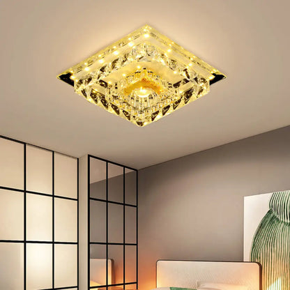 DecorBites™ DecorBites™ Modern Crystal LED Ceiling Light for Bedroom with Tiered Square Design - Warm/White Light