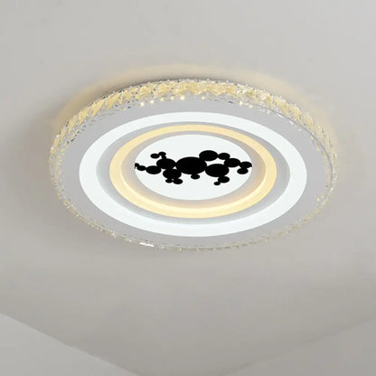 DecorBites™ DecorBites™ Modern Crystal LED Ceiling Light for Dining Rooms - Round Design, Flush Mount, White Finish