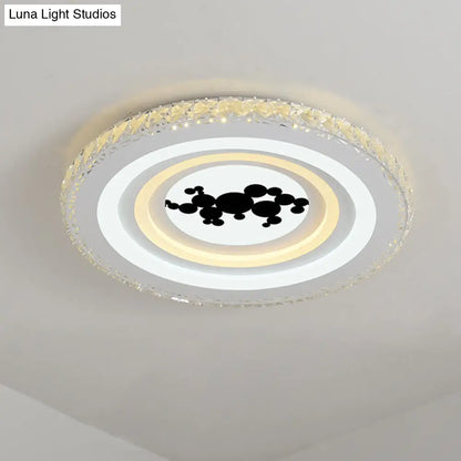 DecorBites™ DecorBites™ Modern Crystal LED Ceiling Light for Dining Rooms - Round Design, Flush Mount, White Finish