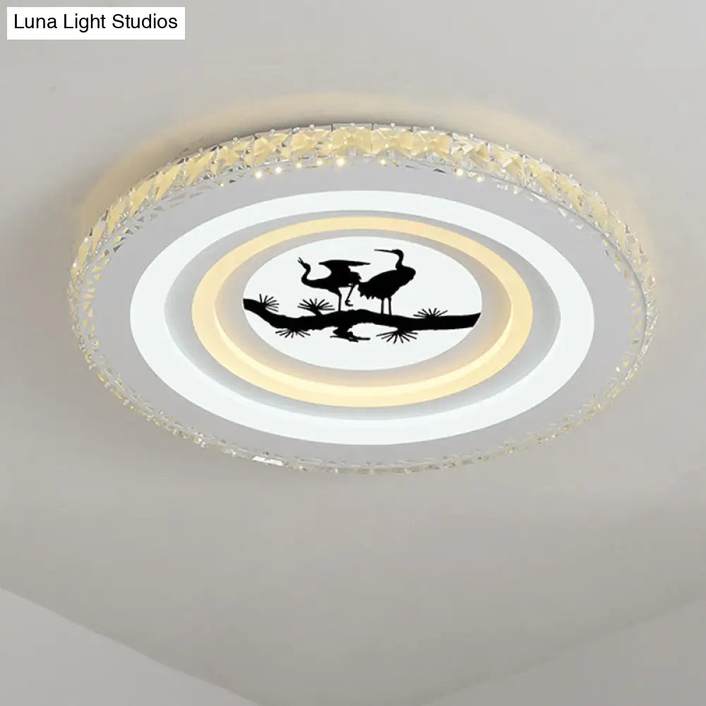 DecorBites™ DecorBites™ Modern Crystal LED Ceiling Light for Dining Rooms - Round Design, Flush Mount, White Finish
