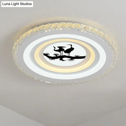 DecorBites™ DecorBites™ Modern Crystal LED Ceiling Light for Dining Rooms - Round Design, Flush Mount, White Finish