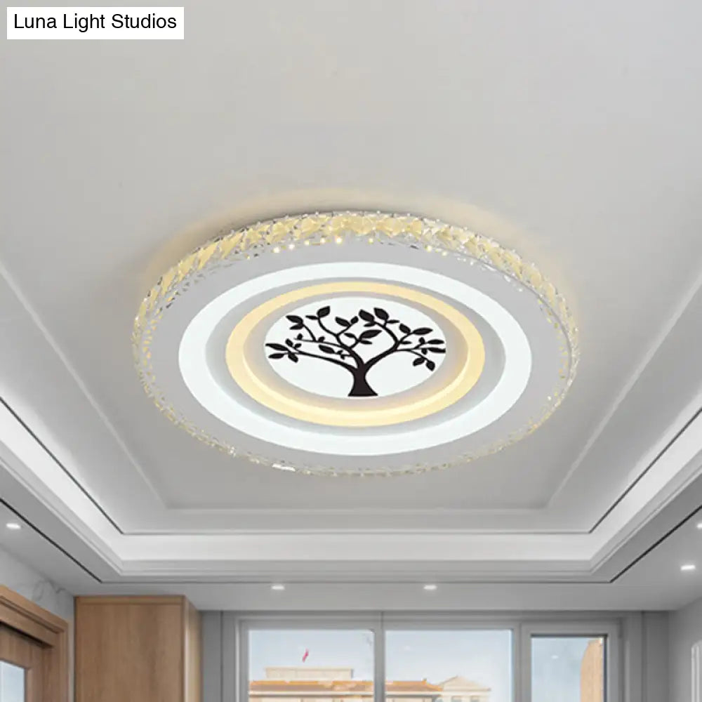 DecorBites™ DecorBites™ Modern Crystal LED Ceiling Light for Dining Rooms - Round Design, Flush Mount, White Finish