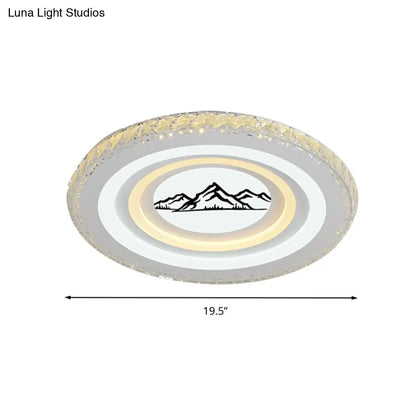 DecorBites™ DecorBites™ Modern Crystal LED Ceiling Light for Dining Rooms - Round Design, Flush Mount, White Finish