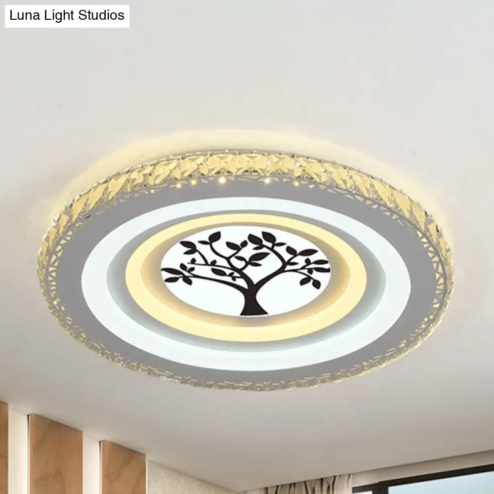 DecorBites™ DecorBites™ Modern Crystal LED Ceiling Light for Dining Rooms - Round Design, Flush Mount, White Finish