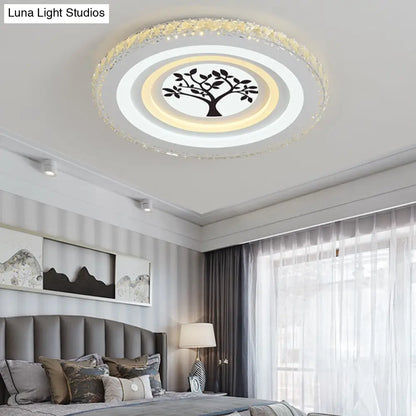 DecorBites™ DecorBites™ Modern Crystal LED Ceiling Light for Dining Rooms - Round Design, Flush Mount, White Finish