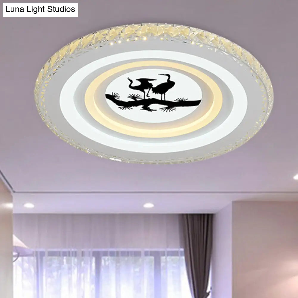DecorBites™ DecorBites™ Modern Crystal LED Ceiling Light for Dining Rooms - Round Design, Flush Mount, White Finish