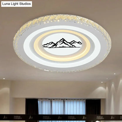 DecorBites™ DecorBites™ Modern Crystal LED Ceiling Light for Dining Rooms - Round Design, Flush Mount, White Finish