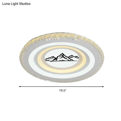 DecorBites™ DecorBites™ Modern Crystal LED Ceiling Light for Dining Rooms - Round Design, Flush Mount, White Finish