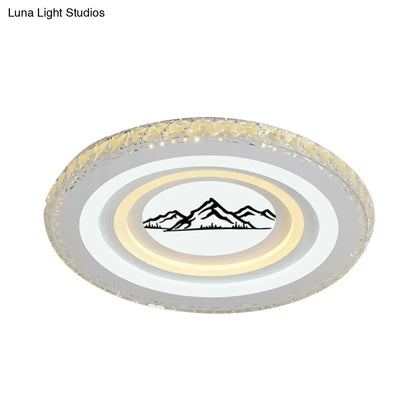 DecorBites™ DecorBites™ Modern Crystal LED Ceiling Light for Dining Rooms - Round Design, Flush Mount, White Finish