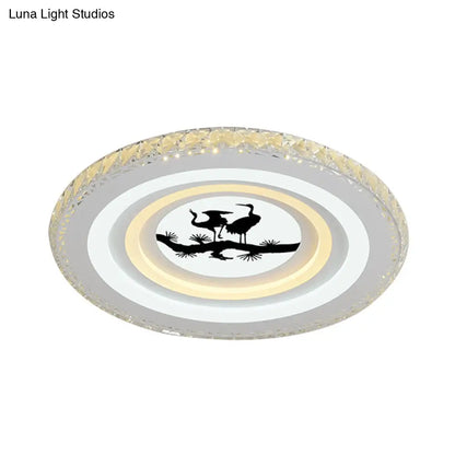 DecorBites™ DecorBites™ Modern Crystal LED Ceiling Light for Dining Rooms - Round Design, Flush Mount, White Finish
