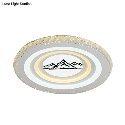 DecorBites™ DecorBites™ Modern Crystal LED Ceiling Light for Dining Rooms - Round Design, Flush Mount, White Finish