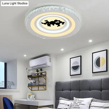 DecorBites™ DecorBites™ Modern Crystal LED Ceiling Light for Dining Rooms - Round Design, Flush Mount, White Finish
