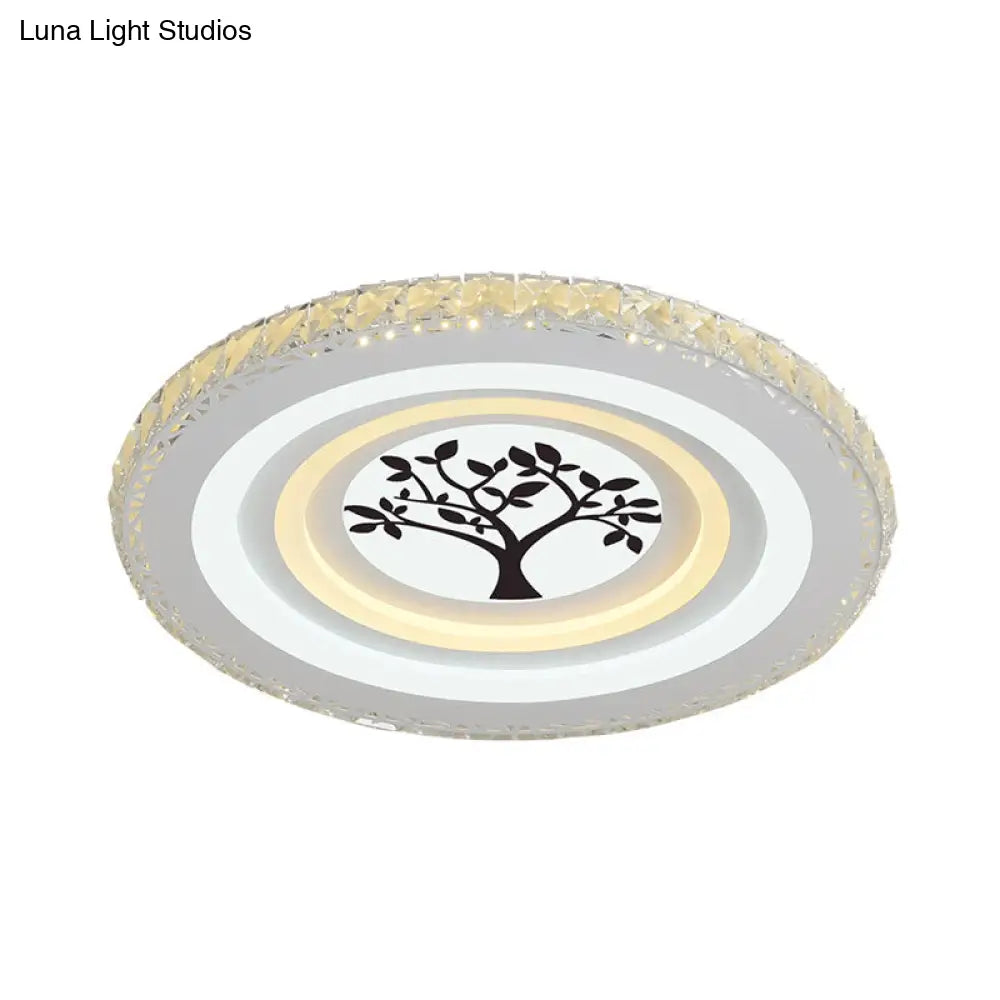 DecorBites™ DecorBites™ Modern Crystal LED Ceiling Light for Dining Rooms - Round Design, Flush Mount, White Finish