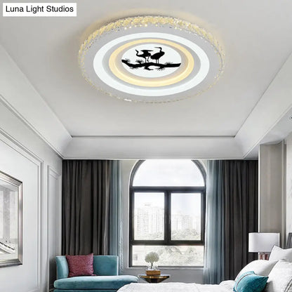 DecorBites™ DecorBites™ Modern Crystal LED Ceiling Light for Dining Rooms - Round Design, Flush Mount, White Finish