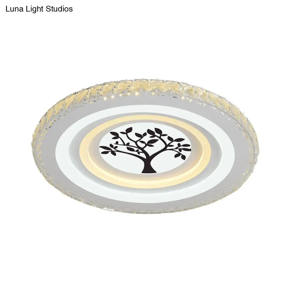 DecorBites™ DecorBites™ Modern Crystal LED Ceiling Light for Dining Rooms - Round Design, Flush Mount, White Finish