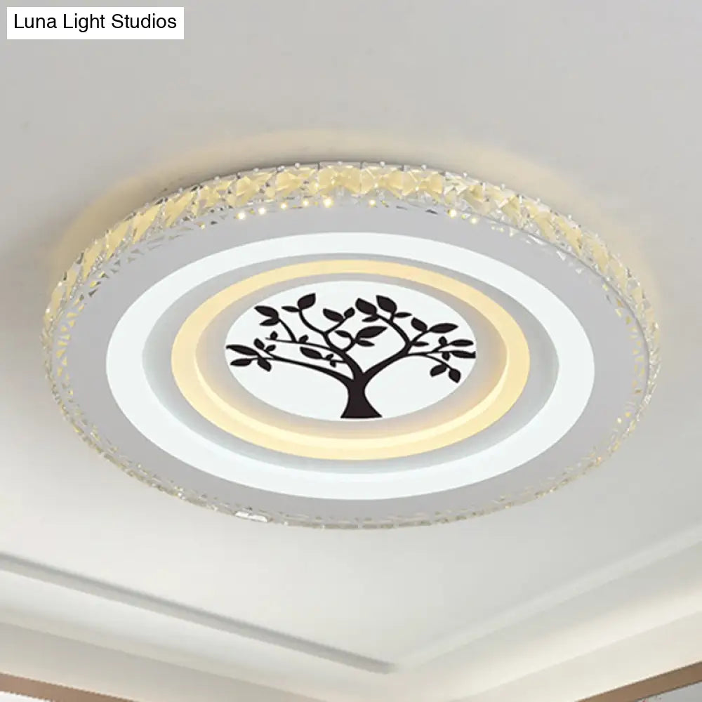 DecorBites™ DecorBites™ Modern Crystal LED Ceiling Light for Dining Rooms - Round Design, Flush Mount, White Finish