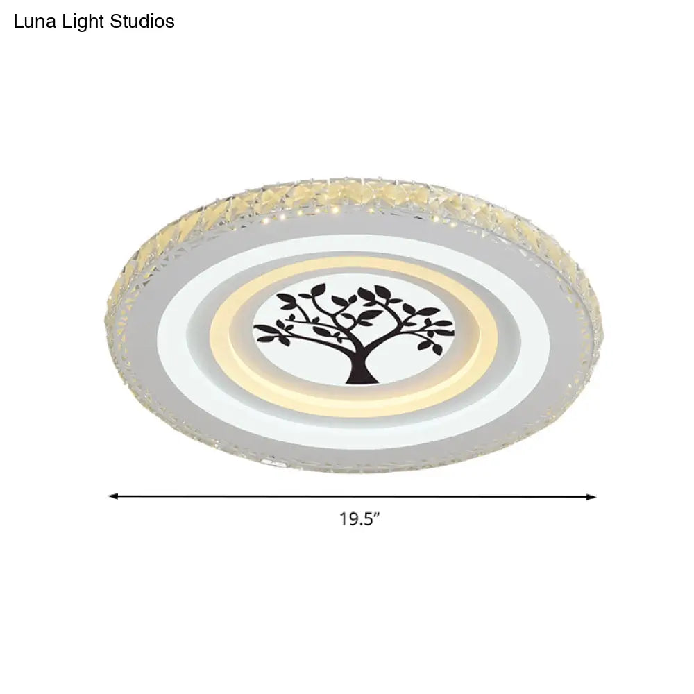 DecorBites™ DecorBites™ Modern Crystal LED Ceiling Light for Dining Rooms - Round Design, Flush Mount, White Finish