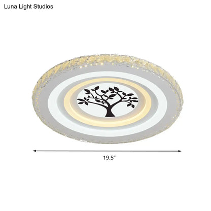 DecorBites™ DecorBites™ Modern Crystal LED Ceiling Light for Dining Rooms - Round Design, Flush Mount, White Finish