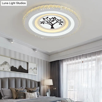 DecorBites™ DecorBites™ Modern Crystal LED Ceiling Light for Dining Rooms - Round Design, Flush Mount, White Finish