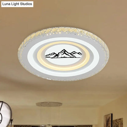 DecorBites™ DecorBites™ Modern Crystal LED Ceiling Light for Dining Rooms - Round Design, Flush Mount, White Finish