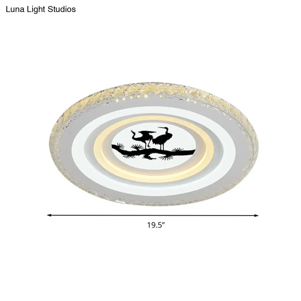DecorBites™ DecorBites™ Modern Crystal LED Ceiling Light for Dining Rooms - Round Design, Flush Mount, White Finish