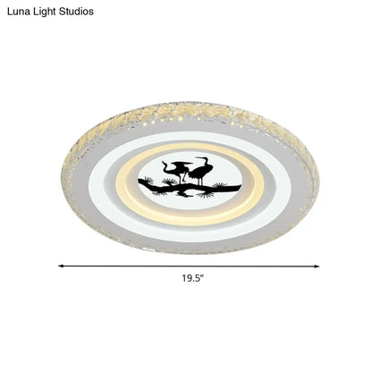DecorBites™ DecorBites™ Modern Crystal LED Ceiling Light for Dining Rooms - Round Design, Flush Mount, White Finish