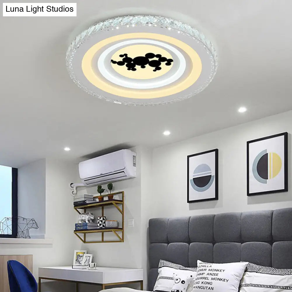 DecorBites™ DecorBites™ Modern Crystal LED Ceiling Light for Dining Rooms - Round Design, Flush Mount, White Finish