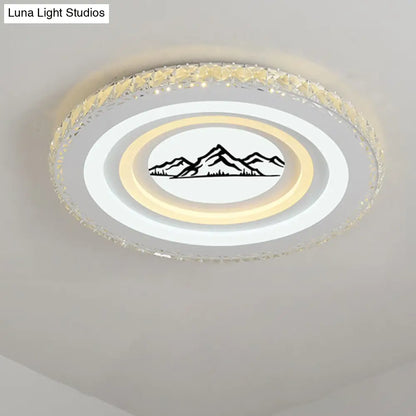 DecorBites™ DecorBites™ Modern Crystal LED Ceiling Light for Dining Rooms - Round Design, Flush Mount, White Finish