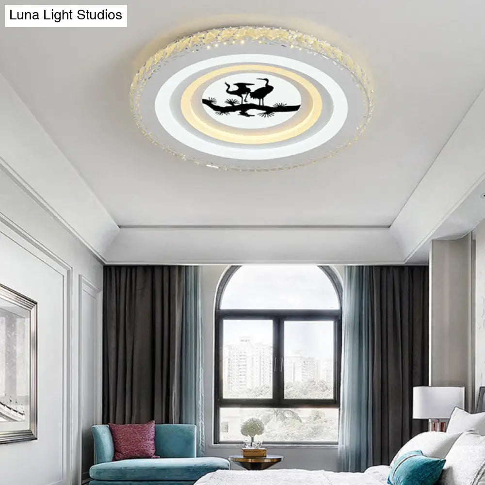DecorBites™ DecorBites™ Modern Crystal LED Ceiling Light for Dining Rooms - Round Design, Flush Mount, White Finish