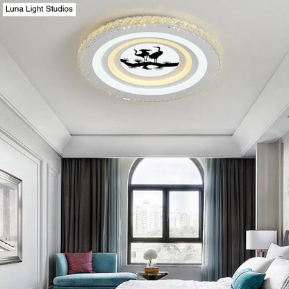 DecorBites™ DecorBites™ Modern Crystal LED Ceiling Light for Dining Rooms - Round Design, Flush Mount, White Finish