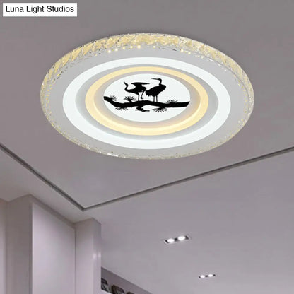 DecorBites™ DecorBites™ Modern Crystal LED Ceiling Light for Dining Rooms - Round Design, Flush Mount, White Finish