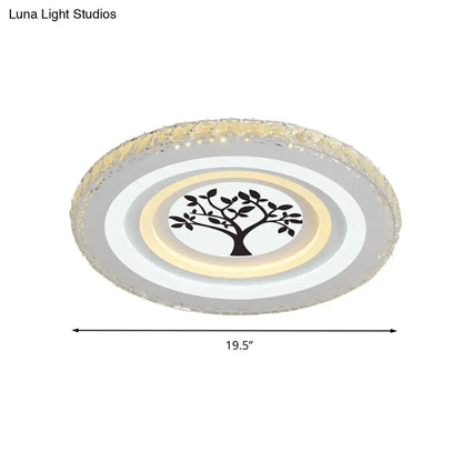 DecorBites™ DecorBites™ Modern Crystal LED Ceiling Light for Dining Rooms - Round Design, Flush Mount, White Finish