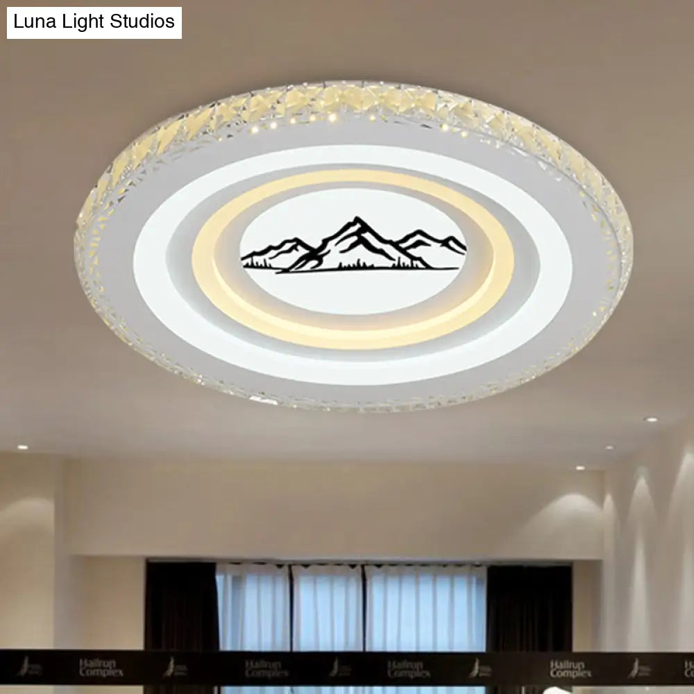 DecorBites™ DecorBites™ Modern Crystal LED Ceiling Light for Dining Rooms - Round Design, Flush Mount, White Finish