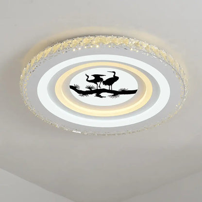 DecorBites™ DecorBites™ Modern Crystal LED Ceiling Light for Dining Rooms - Round Design, Flush Mount, White Finish