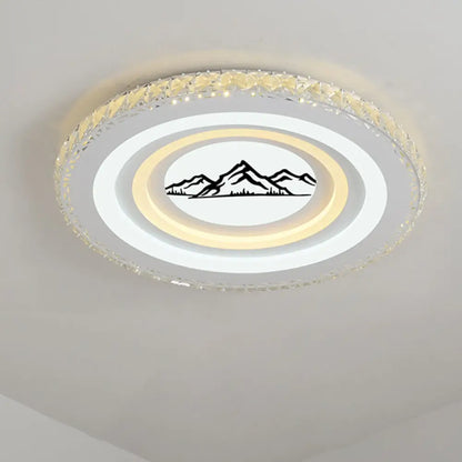 DecorBites™ DecorBites™ Modern Crystal LED Ceiling Light for Dining Rooms - Round Design, Flush Mount, White Finish