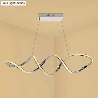 Lámpara de araña LED moderna de cristal - Lámpara colgante giratoria para comedor, acabado cromado, luz cálida/blanca